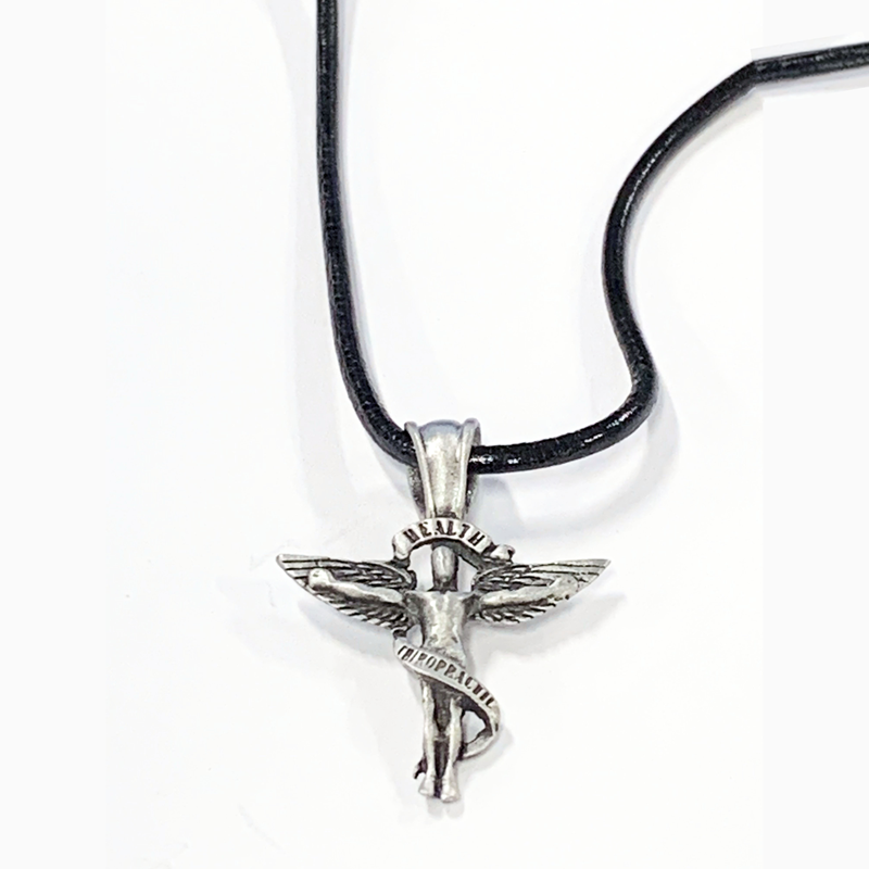 Pewter Caduceus Necklace With Leather Cord (SKU 10223635176)