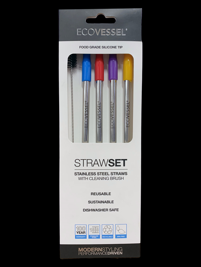 Reuseable Stainless Steel Straw Set w Cleaning Brush (SKU 10493311202)